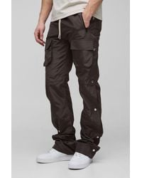 BoohooMAN - Tall Elasticated Waist Slim Flare Stacked Cargo Pants - Lyst
