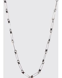 Boohoo - Safety Pin Chain Necklace In Gunmetal - Lyst