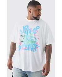 BoohooMAN - Plus Miami Doodle T-shirt In White - Lyst