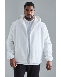 BoohooMAN - Plus Textured Cotton Jacquard Smart Hooded Jacket - Lyst