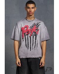 BoohooMAN - Oversized Acid Wash T-shirt With Graphic Print - Lyst