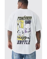 Boohoo - Plus Pokemon Battle Printed Licensed Back Print T-shirt In Ecru - Lyst