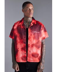 BoohooMAN - Boxy Satin Graphic Back Print Shirt - Lyst