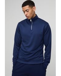 BoohooMAN - Slim-Fit Sweatshirt mit Trichterkragen und 1/4 Reißverschluss - Lyst
