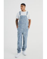 BoohooMAN - Relaxed Distressed Fabric Interest Dungaree - Lyst