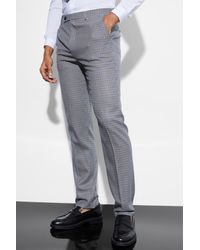 Boohoo - Straight Leg Flannel Suit Pants - Lyst