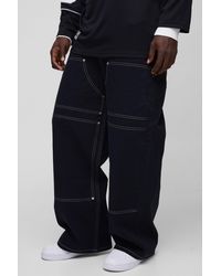 BoohooMAN - Baggy Twill Contrast Stitch Carpenter Pants - Lyst