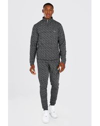 man signature skinny fit jacquard tracksuit with tape