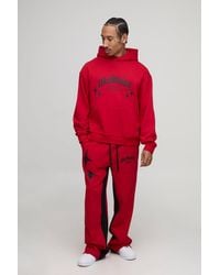 BoohooMAN - Oversized Boxy Worldwide Hooded Flare Gusset Tracksuit - Lyst