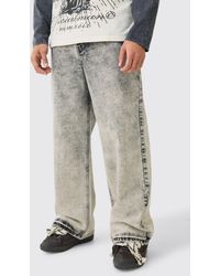 BoohooMAN - Extreme Baggy Rigid Acid Wash Jeans In Charcoal - Lyst