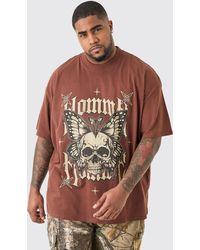 BoohooMAN - Plus Oversized Skull Graphic T-shirt In Chocolate - Lyst