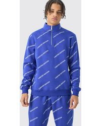 BoohooMAN - Limited Edition All Over Print Slim Quarter Zip Tracksuit - Lyst