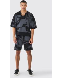 BoohooMAN - Boxy Scenic Polo And Short Set - Lyst