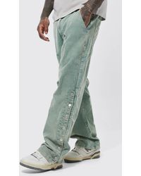 Boohoo - Acid Wash Relaxed Fit Popper Corduroy Pants - Lyst