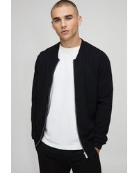 BoohooMAN - Regular Fit Smart Knitted Bomber Jacket - Lyst