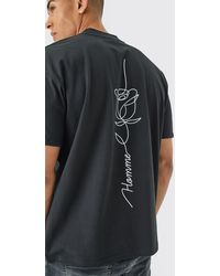 BoohooMAN - Oversized Rose Stencil Graphic T-shirt - Lyst