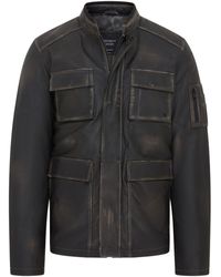 BoohooMAN - Infinity Leather Vintage Leather Safari Jacket - Fagernes - Lyst
