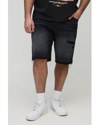 Boohoo - Plus Relaxed Fit Distressed Let Down Hem Denim Shorts - Lyst