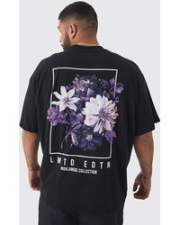BoohooMAN - Plus Oversized Floral Back Graphic T-shirt - Lyst