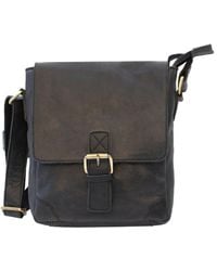 BoohooMAN - Primehide 'columbia' Leather Buckle Messenger Bag - Lyst
