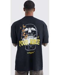 BoohooMAN - Oversize T-Shirt mit Pour Homme Totenkopf-Print - Lyst