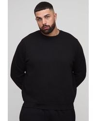 BoohooMAN - Plus Basic Regular Fit Crew Neck Sweatshirt - Lyst