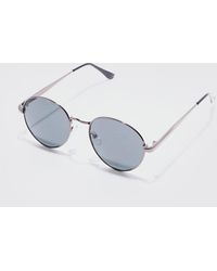 BoohooMAN - Metal Round Sunglasses In Silver - Lyst