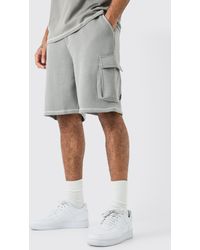BoohooMAN - Relaxed Contrast Stitch Cargo Shorts - Lyst