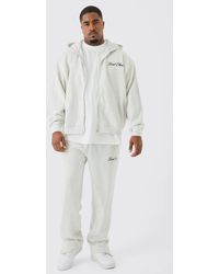 BoohooMAN - Plus Oversized Boxy Zip Hooded Tracksuit - Lyst