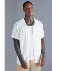 BoohooMAN - Open Stitch Button Down Knitted Shirt - Lyst
