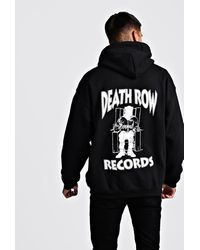 BoohooMAN Oversize Hoodie mit lizenziertem Death Row Print - Schwarz