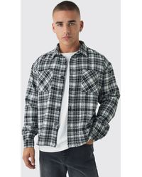 BoohooMAN - Oversized Boucle Check Overshirt - Lyst