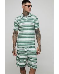 BoohooMAN - Tall strukturiertes Slim-Fit Poloshirt und Shorts - Lyst