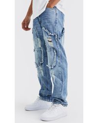 BoohooMAN - Relaxed Rigid Ripped Carpenter Cargo Jean - Lyst