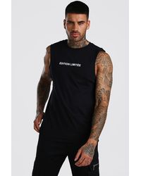 BoohooMAN Equality French Slogan Drop Armhole Tank - Black