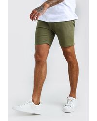 BoohooMAN Skinny Stretch Chino Shorts - Green