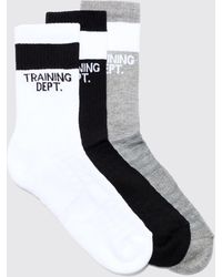 BoohooMAN - Active Training Dept Cushioned Crew 3 Pack Socks - Lyst
