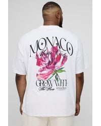 Boohoo - Camiseta Plus Oversize Con Cuello Extendido Y Estampado De Flores Monaco - Lyst