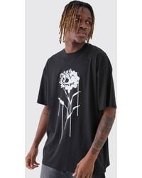 BoohooMAN - Tall Drip Floral Print Oversized T-Shirt - Lyst