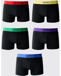 BoohooMAN - 5 Pack Coloured Waistband Boxers - Lyst