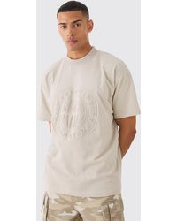 BoohooMAN - Oversized Extended Neck Worldwide Embossed T-shirt - Lyst
