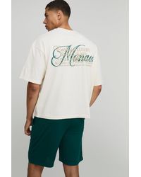 Boohoo - Oversized Boxy Puff Printed T-Shirt And Mesh High Build Short Set - Lyst