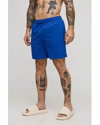 BoohooMAN - Mid Length Textured Swim Short - Lyst
