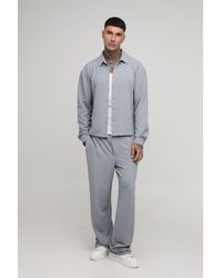 BoohooMAN - Tall Textured Jersey Oversized Boxy Shirt And Relaxed Pants Set - Lyst