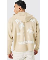 BoohooMAN - Oversized Boxy Drop Shoulder Graphic Knit Hoodie - Lyst