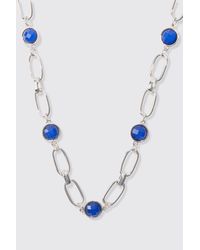 Boohoo - Chain Necklace With Gem Stones In Silver - Lyst