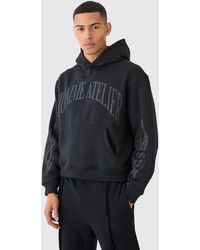 BoohooMAN - Oversized Boxy Homme Bm Printed Hoodie - Lyst