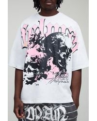BoohooMAN - Tall Oversized Boxy Heavyweight Skull Large Scale Print T-Shirt - Lyst