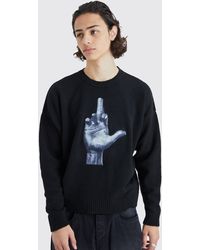 BoohooMAN - Oversized Boxy Badge Detail Brushed Jumper - Lyst