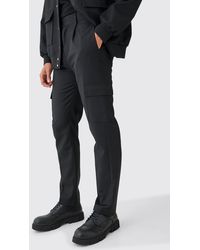 BoohooMAN - Tailored Straight Fit Cargo Trousers - Lyst
